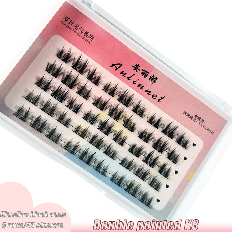 DIY eyelashes 45/27 cluster lazy series double pointed K8 fake eyelashes segmented eyelashes natural eyelashes beginner