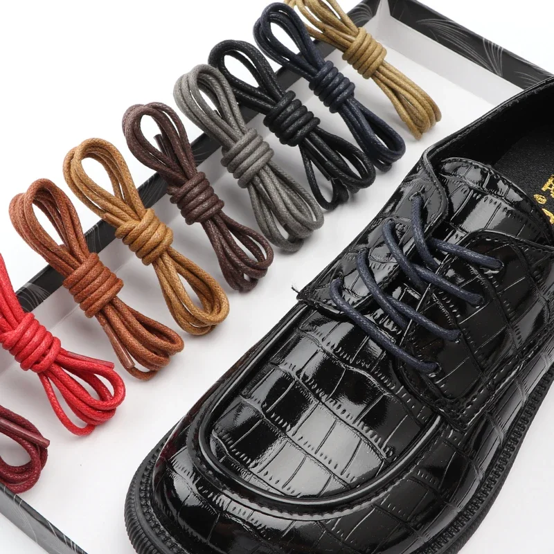 1 par de cordones de zapatos redondos de algodón encerado cordones de zapatos Oxford de cuero cordones impermeables para mujeres y hombres botas