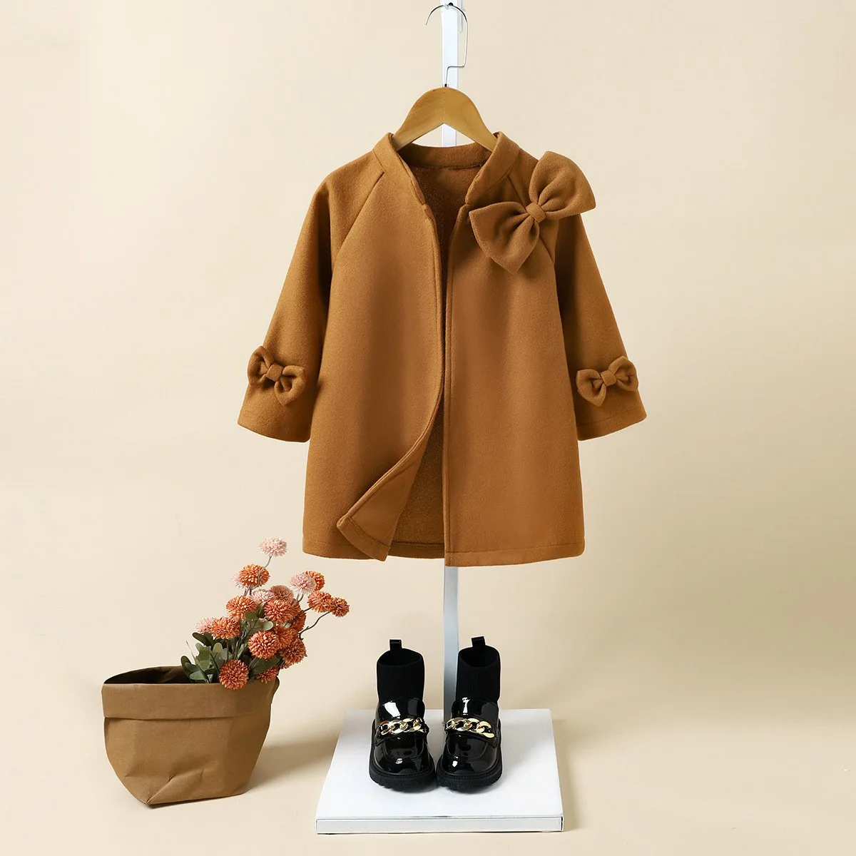 Childrens Clothing Jacket 2024 Korean Autumn Fashionable Jacket Bow Loose and Versatile Sweet Jacket