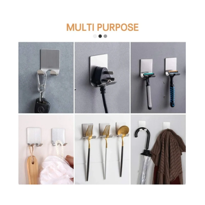 Soporte de gancho para afeitadora de acero inoxidable, colgador autoadhesivo, gancho de almacenamiento de utilidad resistente, organizador de baño