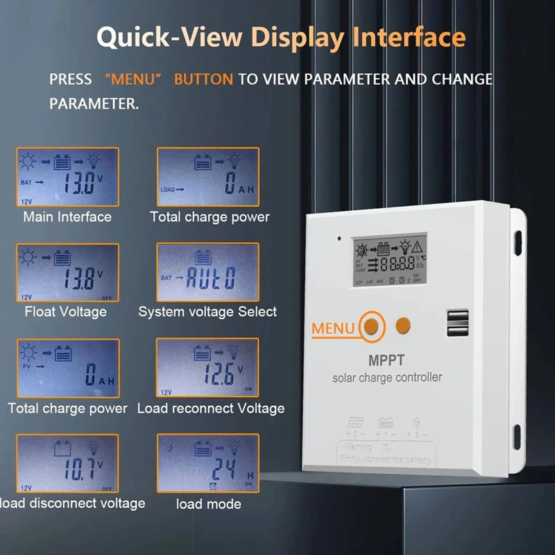 MPPT 20A شاحن بالطاقة الشمسية تحكم 12 فولت 24 فولت منظم البطارية مع شاشة الكريستال السائل ل AGM والجل والفيضانات والليثيوم