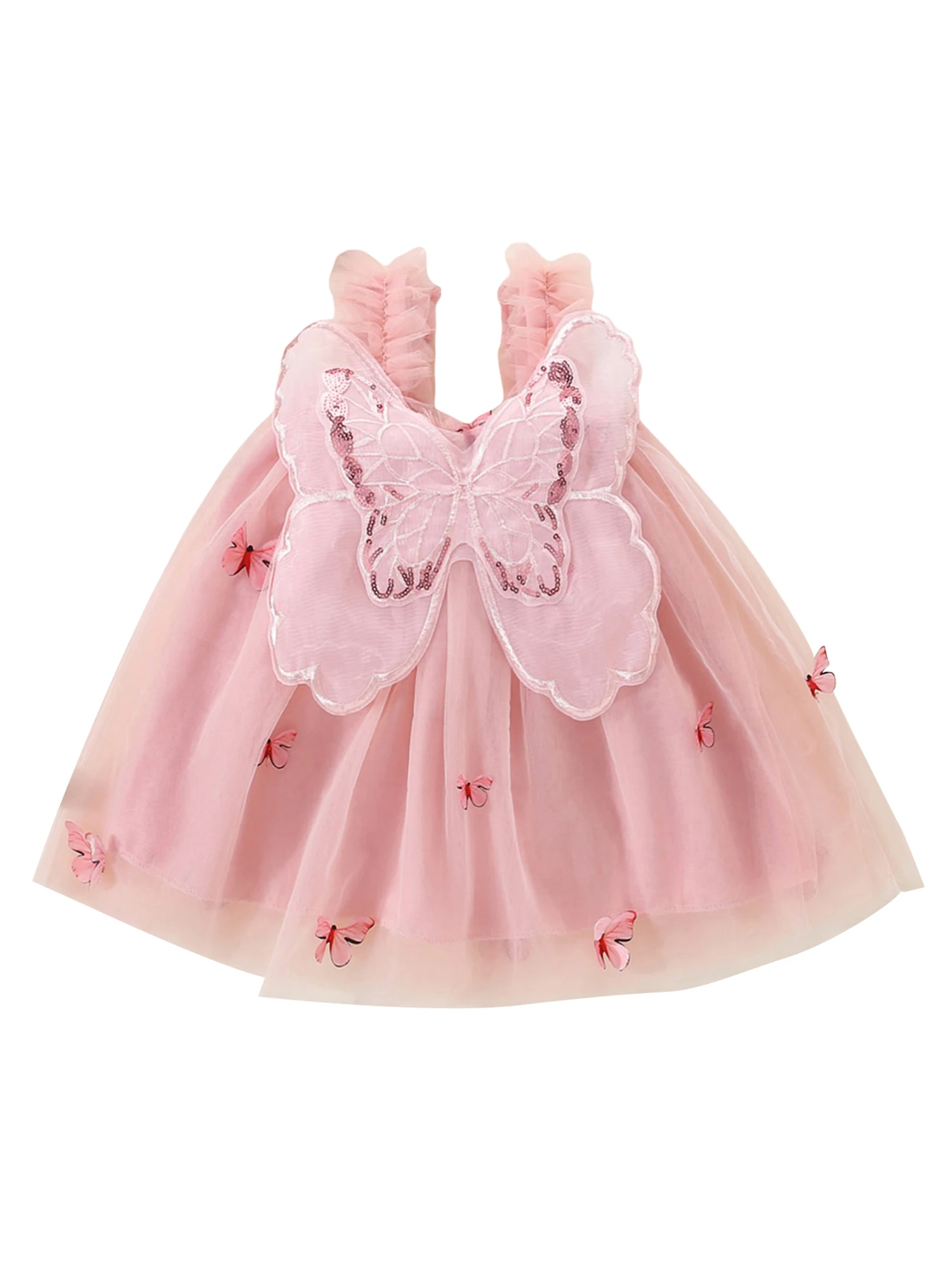 Cute and Stylish 3D Butterfly Print Dress for Little Girls