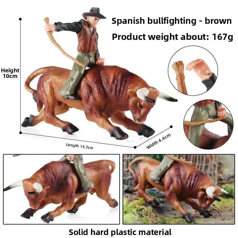 Farm Animals Bullfighting Buffalo Zebu Cattle Calf Bull OX Poultry Action Figures Collection Solid Pvc Model Toy Kids Gift