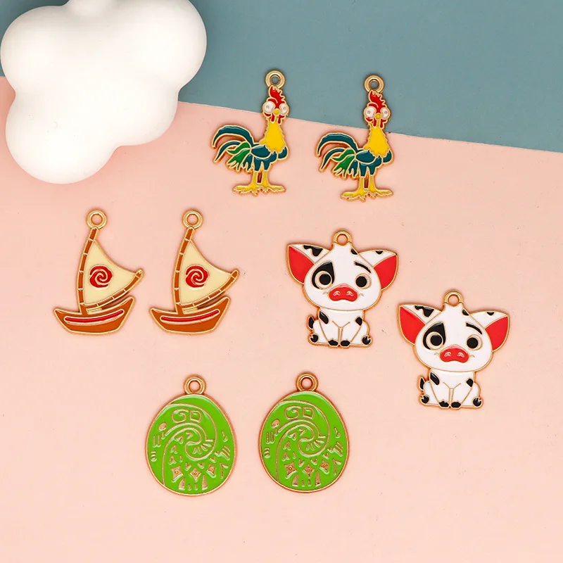 10 قطع ماوي موانا الحيوانات الأليفة pua خنزير أقراط قلادة معدنية سحر قلادة المفاتيح DIY المواد اليدوية