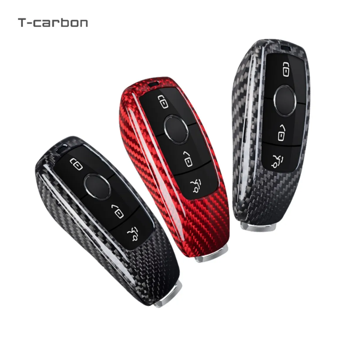 

T-Carbon Carbon Fiber Car Key Case Cover Fit For Mercedes Benz 2017 E Class W213 E200 E260 E300 E320 2018 S Class GLS GLA