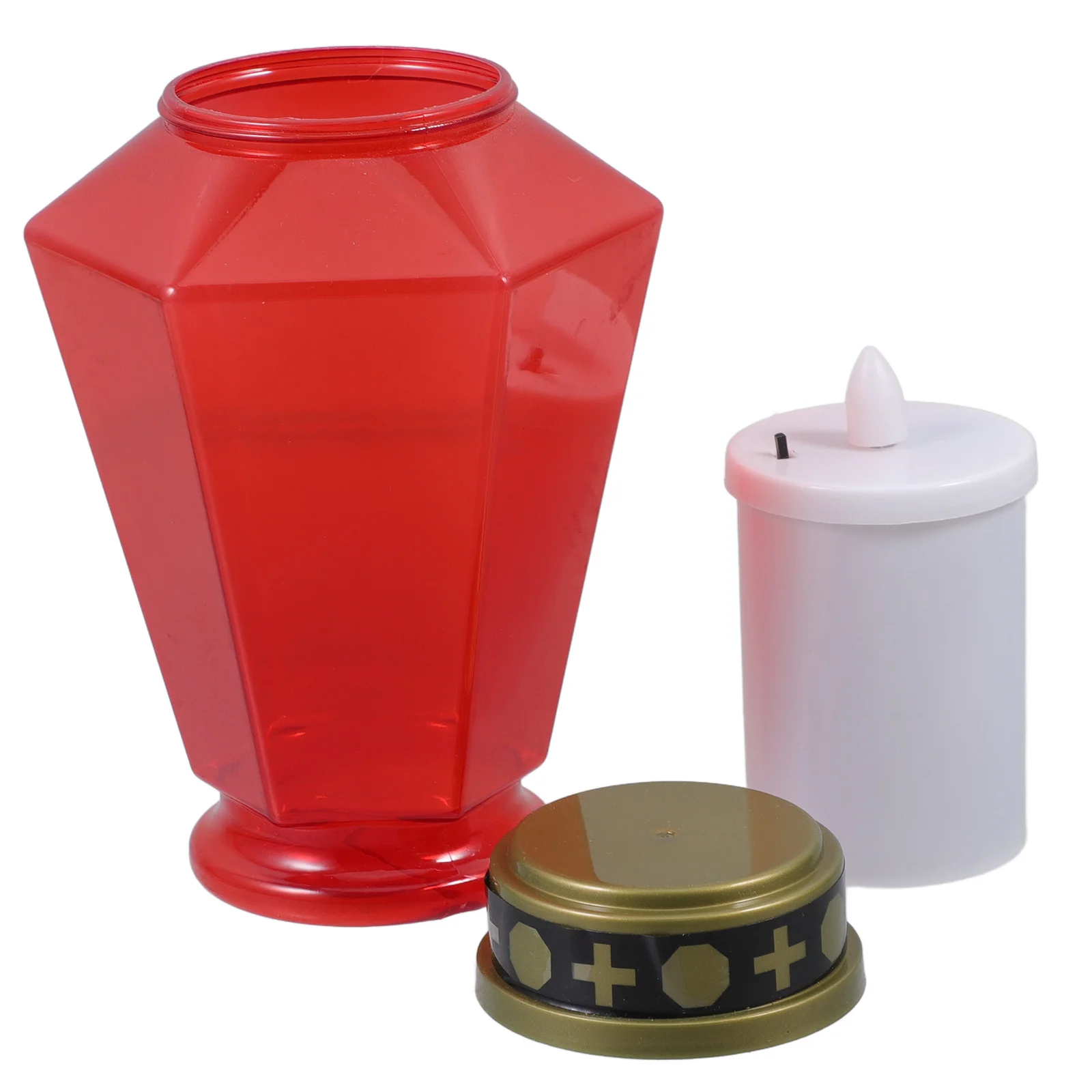 5 قطع من 5 قطع من شموع القبر LED المتقاطعة الشمسية لمقبرة الشاي الخفيفة المضاءة المتقاطعة عديمة اللهب المستدقة باللون الأحمر #6