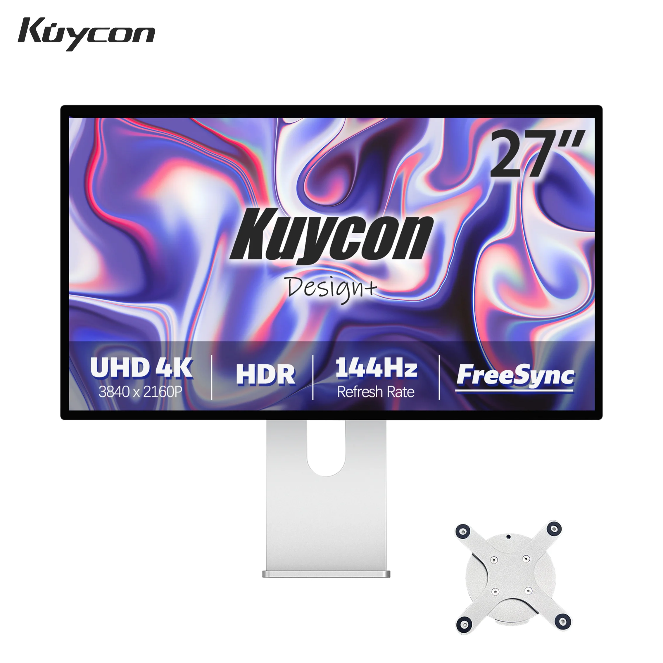 

New Kuycon P27D Computer Monitor 27 Inch UHD IPS PC Display Aluminum Alloy 4K Type-C HDMI Audio Gaming Screen G-Sync Free Sync