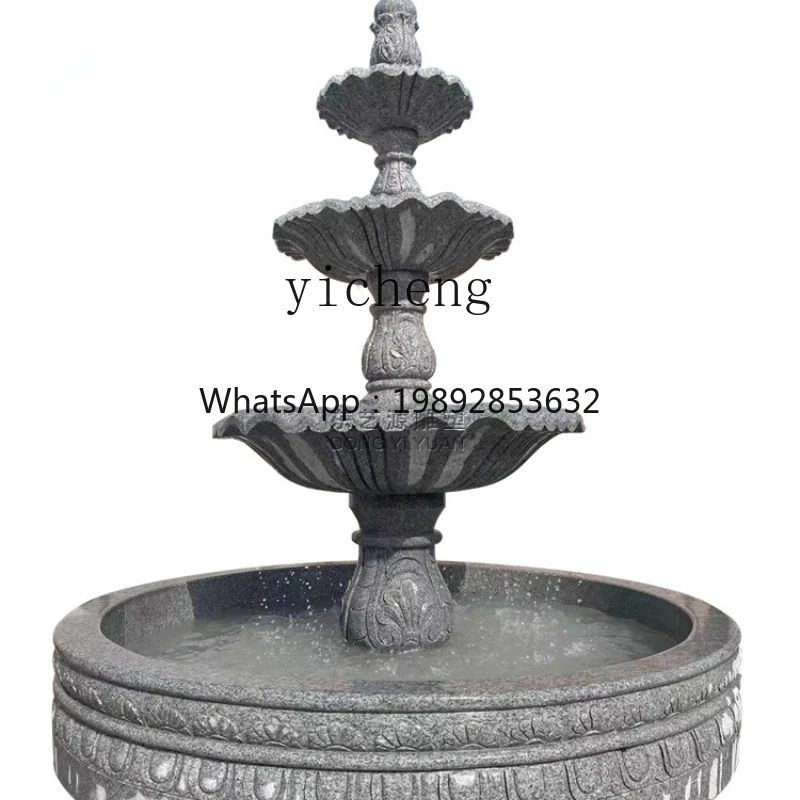 large outdoor courtyard rockery fish pond water garden marble fountain sculpture
