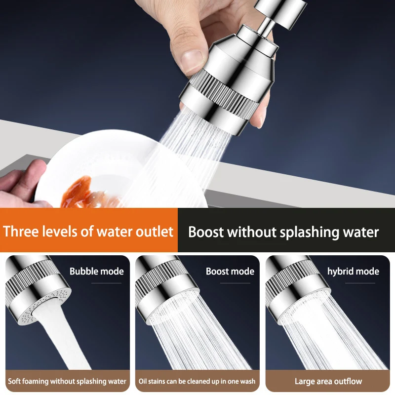 Three-speed Kitchen Faucet Extender Anti-splash Universal Rotating External Joint Household Basin Booster Faucet Aerator