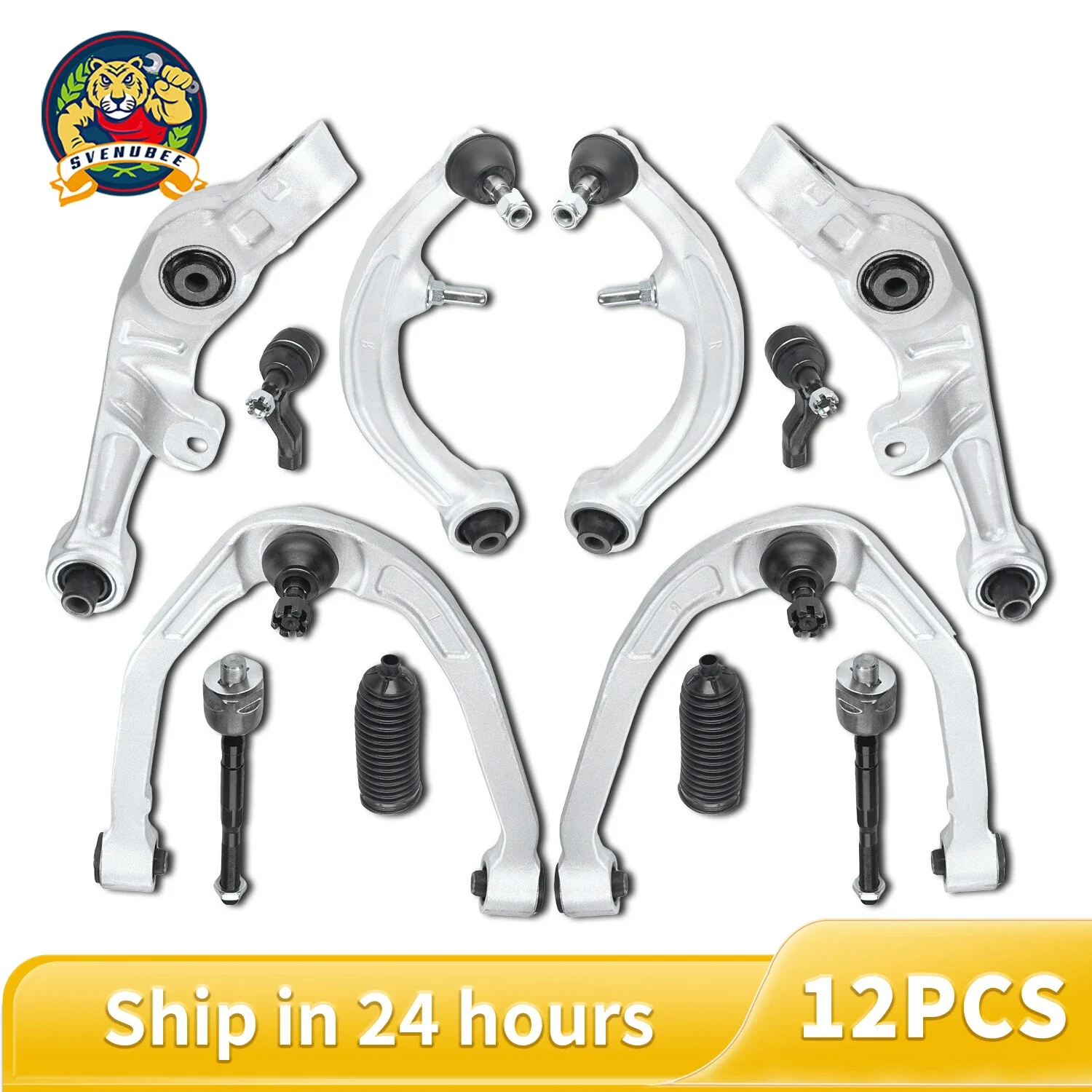 Svenubee 12pcs Front Lower Control Arms Tie Rod Boots Kit for Infiniti G35 Nissan 350Z 2003 2004 2005 2006 2007 2008 2009