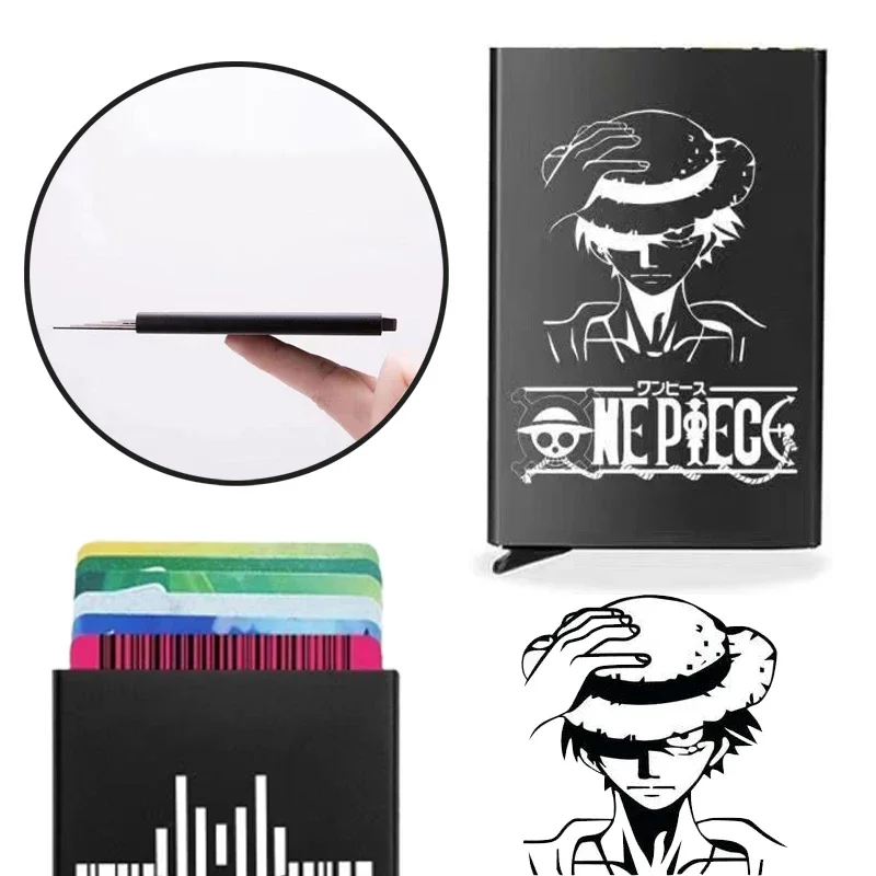 

ONE PIECE Luffy Slim Aluminum Wallet Fashion ID Credit Card Holder Mini RFID Wallet Automatic Pop Up Bank Card Pocket Case Gifts