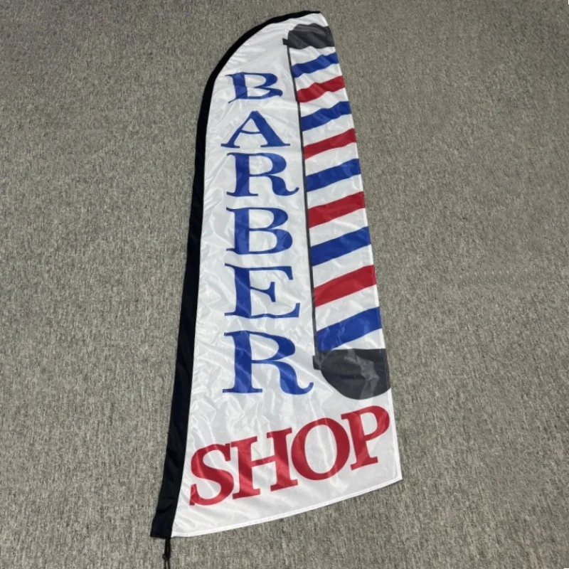 Barber Flag, Barbershop Flags with Pole Kit for Businesses, Advertising Swooper Feather Flag double sided  pring flag