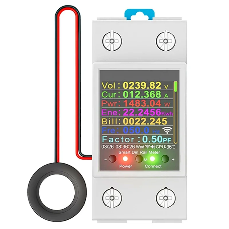 

GR2PWSL Умный счетчик электроэнергии Монитор с цифровым дисплеем и катушкой взаимной индуктивности