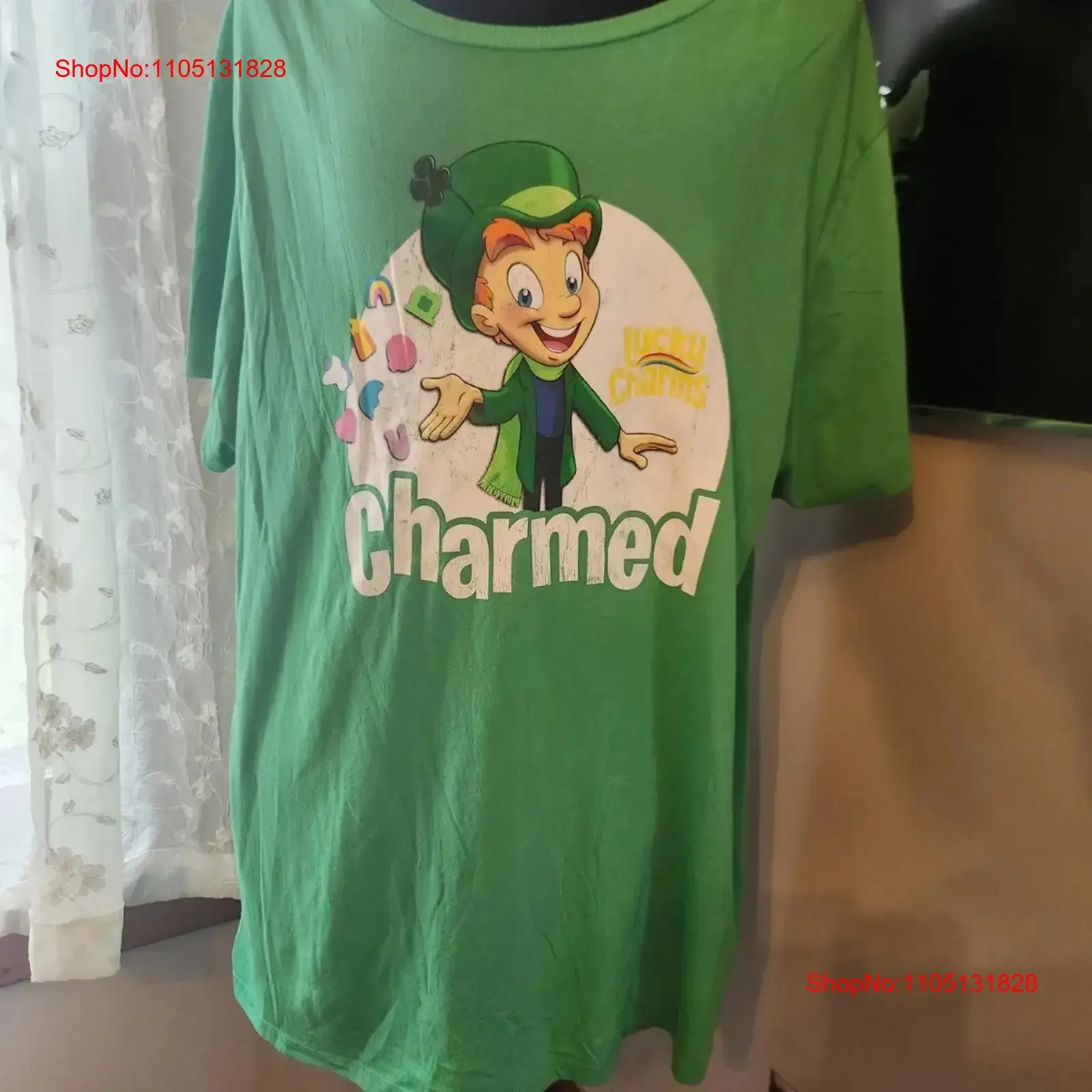 Lucky Charms Charmed Cereal Leprechaun Men's Green  T Shirt 3XL vintage Washed Slightly Top For Everyday Wear Casual fashion