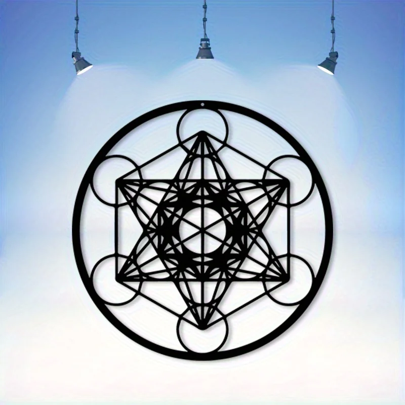 Buddha Wall Sculpture - Modern Geometric Iron Art with Patina Effect, Multi-Layered Silhouette for Indoor Home & Office Decor