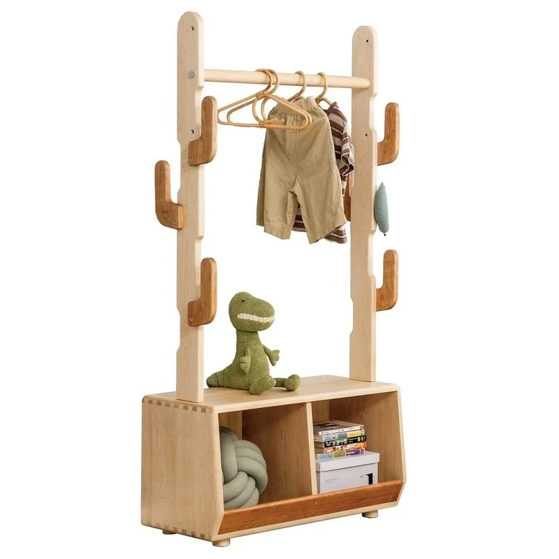 Cactus coat rack, solid wood floor-to-ceiling storage integrated vertical hanger Nordic room