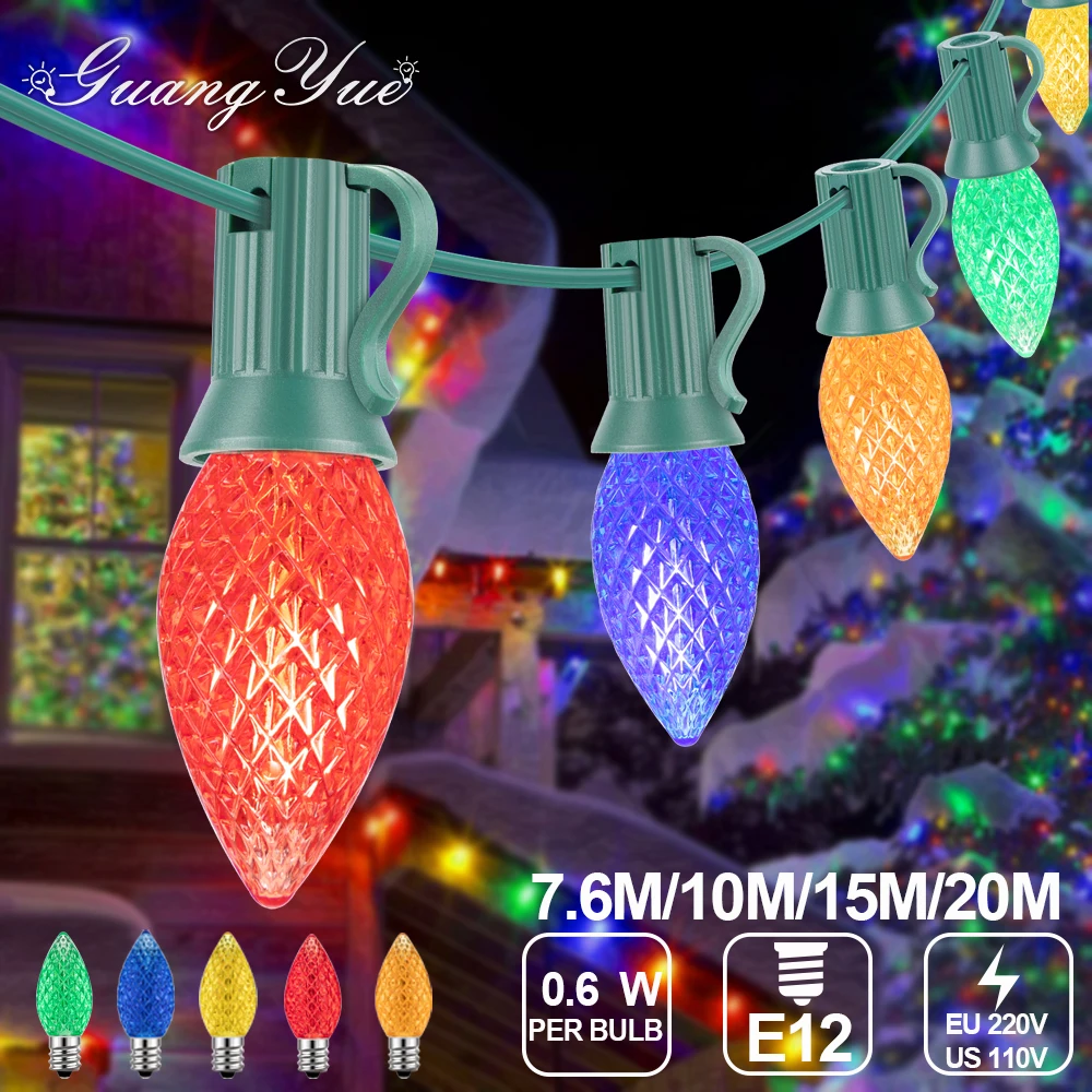 

Colorful C7 Street Garland EU 220V US 110V Waterproof Plastic Shatterproof Wedding Party Camping Garden Light Christmas Lights