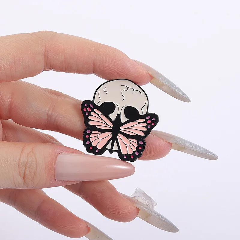 Creative Halloween Badge Brooch Pins Cartoon Butterfly And Skeleton Skull Badge Enamel Lapel Pin Accessory Clothing Backpack Orn