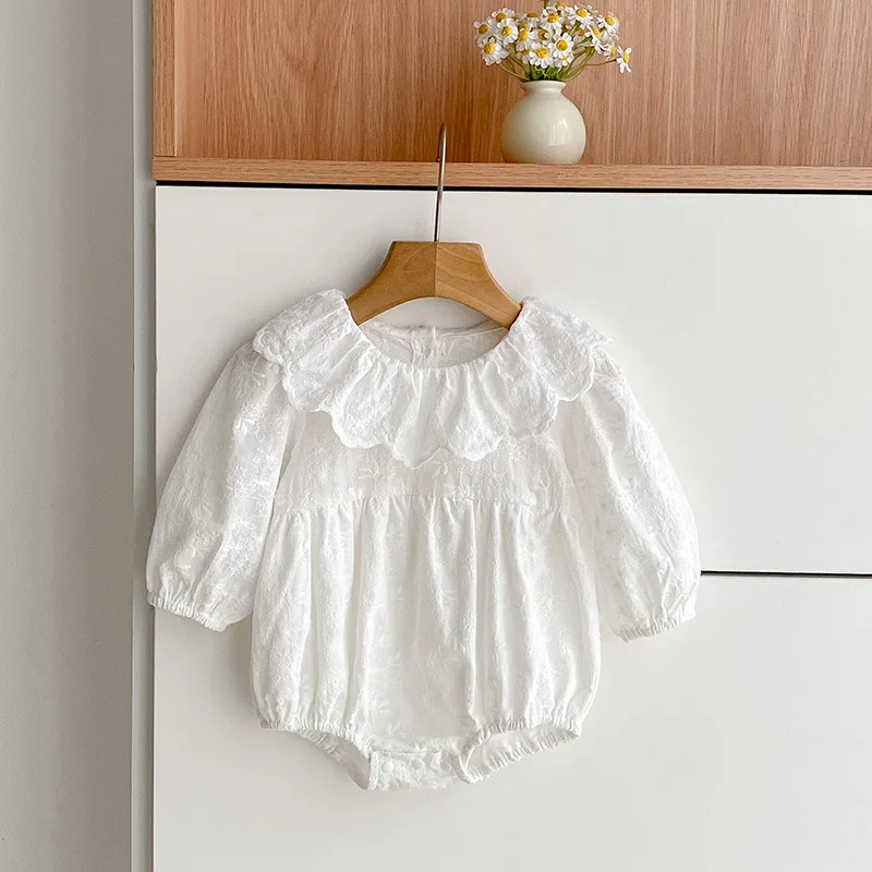 

Girls' Dress Spring and Autumn New Baby Romper Long Sleeve Embroidered Doll Collar Princess Dress for Baby Girls