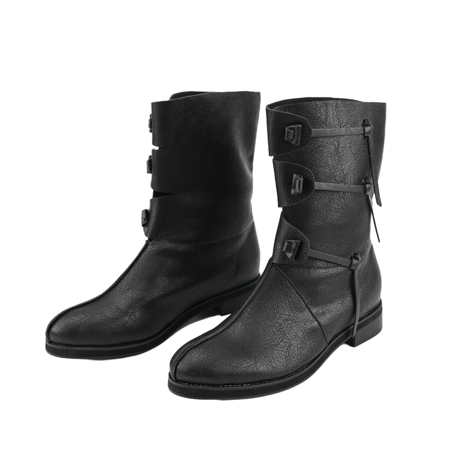 Men's Renaissance Medieval Lace Up Cosplay Boots, Vintage Pirate Viking Tied Stage Shoes, Halloween Cosplay Shoes