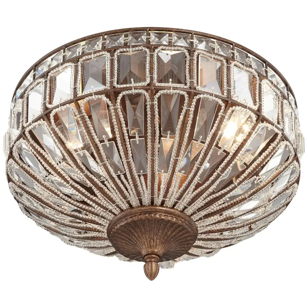 

Ibeza Close to Ceiling Light Flush Mount Fixture Mocha Brown 15 1 2 Wide Square Cut Clear Crystal Glass Bowl for House Bedroom