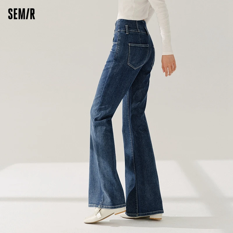 Semir 2024 Jeans Women High-Waist Trousers Showing Leg Length Spring New Style Simple Bell-Bottoms Hong Kong Style