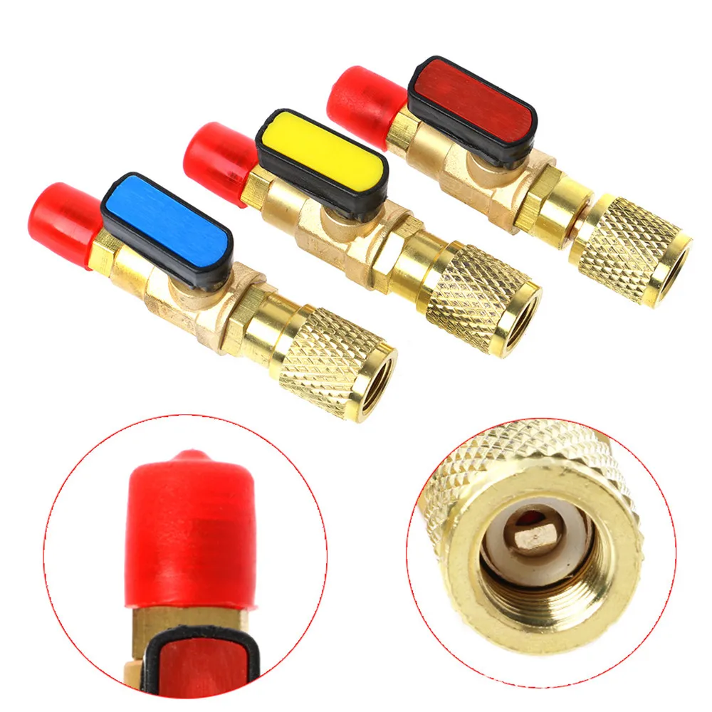 High Quality 1 Piece HVAC A/C Straight Shutoff Ball Valve Adapter Tool for R134a 1/4