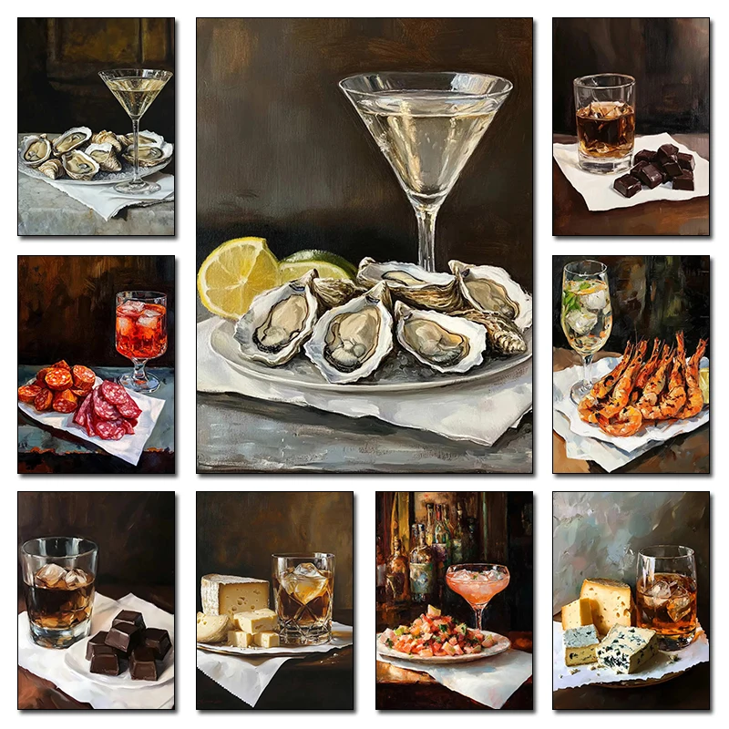 Vintage Cocktail Dry Martini Negroni Series Poster Print Canvas Art Pictures for Bar Wall Modern Decor Frameless Painting