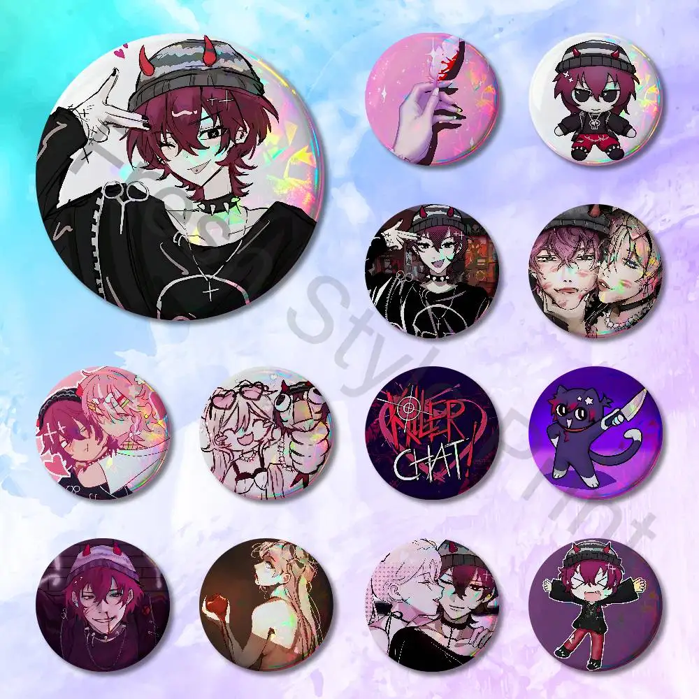 K-killer C-Chat Ronin Enamel Pin Tinplate Round Brooch Cosplay Nijigen Otaku Culture Badges 58mm 44mm 32mm 75mm 25mm
