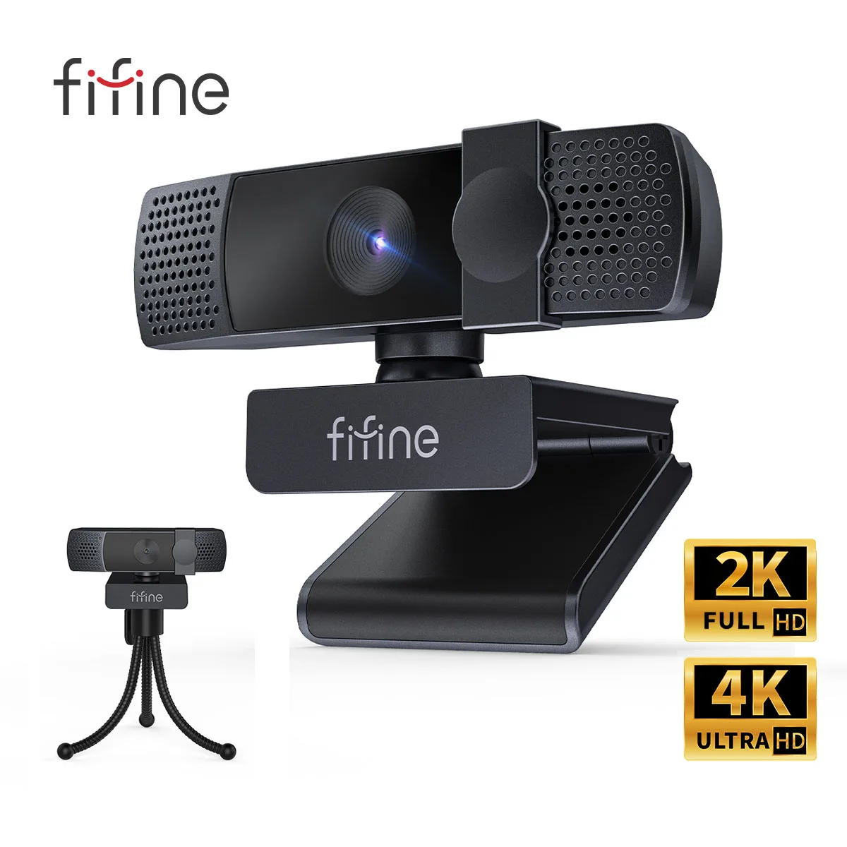fifine-2k-4k-pc-ウェブカメラ、youtube-用オートフォーカス機能付き、プライバシーカバー-マイク付き-usb-カメラ、ゲーム-ライブストリーミング-会議用-k436-k438