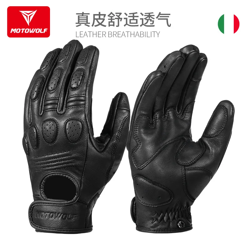 Genuine Leather Motorcycle Motocross Protective Gloves Outdoor Riding Motorcycle Drop Gloves New Racing Gloves