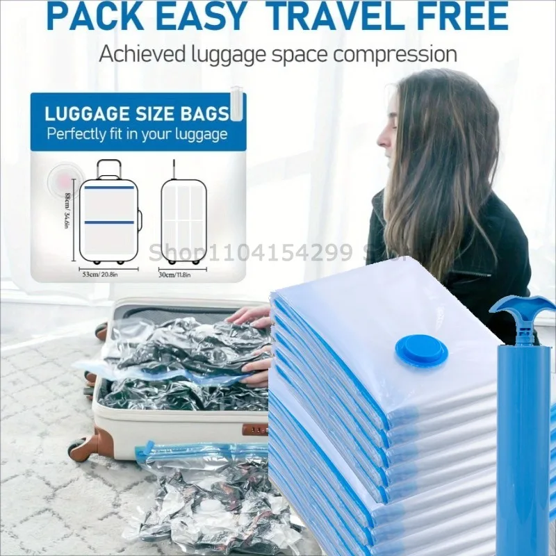 Vacuum Storage Bags Multi-Purpose Plastic Rectangular Bags with Zipper Closure Space-Saving Organizer Space Saver Bags