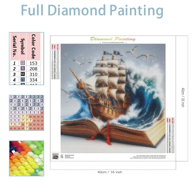 3D Effect Open Book Pirate Ship Ocean Wave Canvas Art Prints Vintage Nautical Sailing Vessel Seagull Wall Art Home Decor for Bedroom Living Room Study Gift For Pirate & Ocean Adventure Lovers