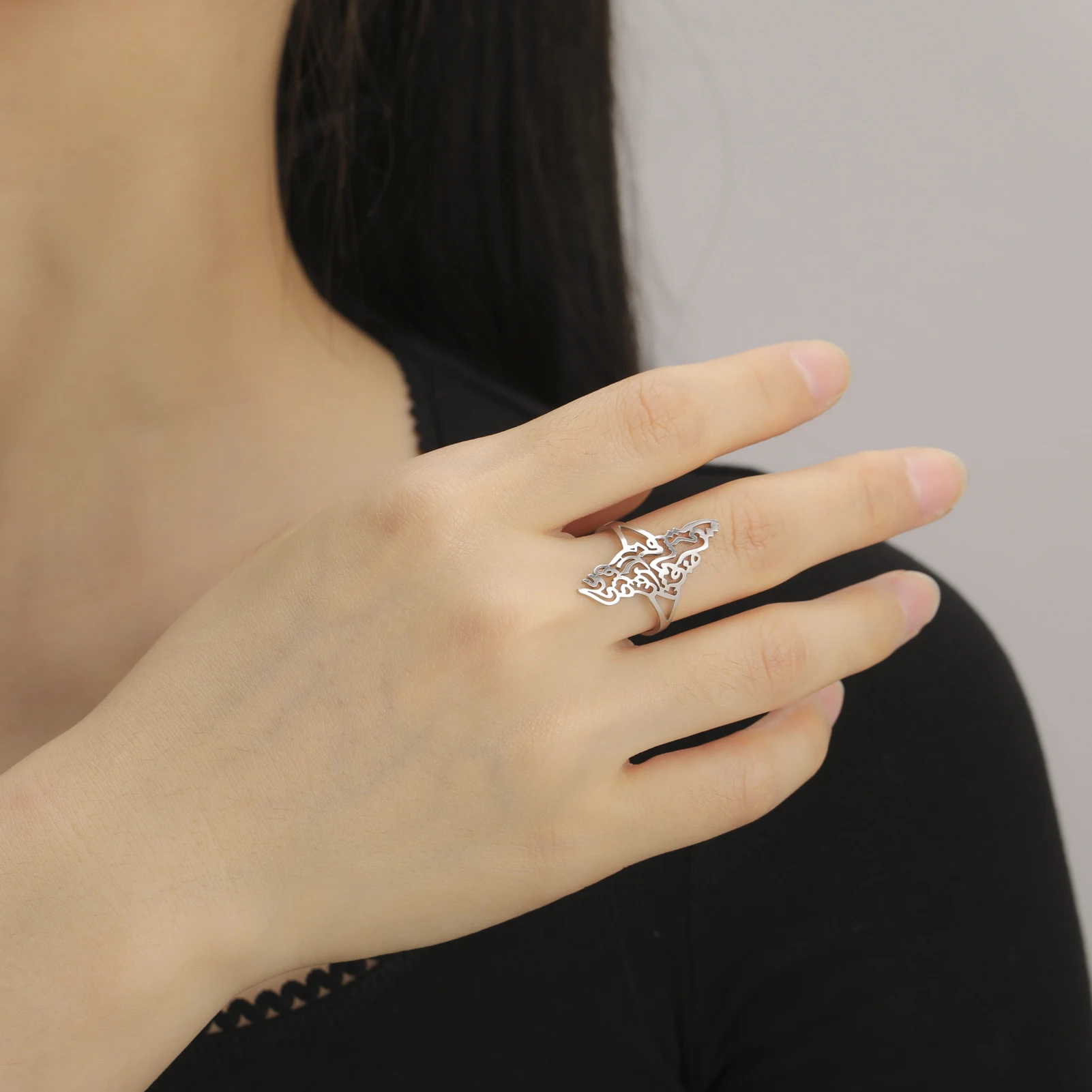 Lucktune Hollow Palestine Map Rings for Women Stainless Steel Adjustable Gold Color Country Rings 2025 Jewelry Anniversary Gifts