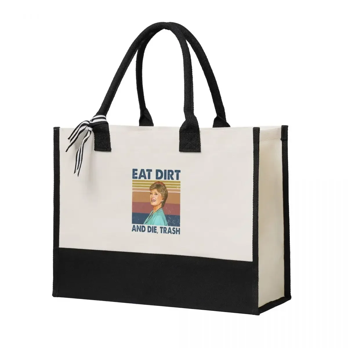 Canvas Gift Shopping Bag Eat  And Die Trash Blanche Golden Canvas Large Capacity Bag Customizable Quality Gifts