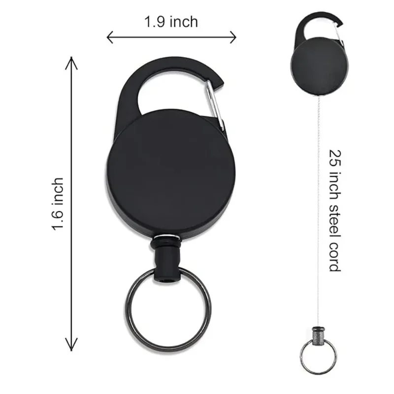 1PC Stretchable Wire Rope Key Chain Badge Reel Retractable Anti Lost Ski Pass ID Card Holder Key Ring Steel Cord