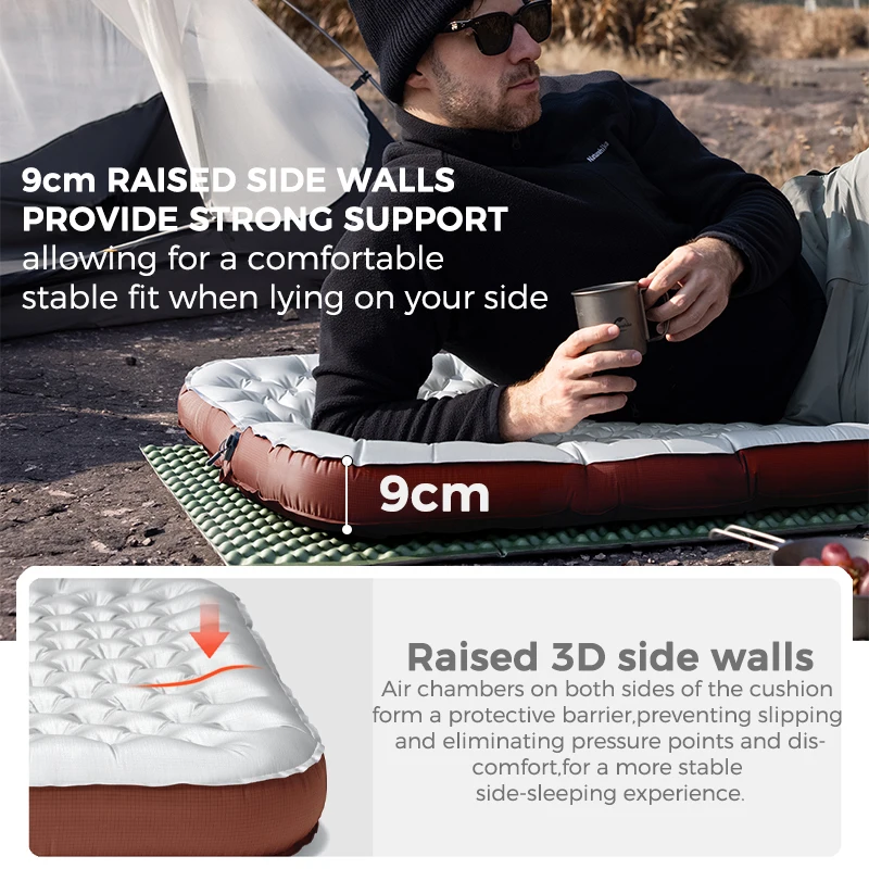 Naturehike R5.8 Inflatable Mattress Thermal Insulation Side Wall Air Mat for Hiking Outdoor Sleeping Pad Ultralight Folding Mat