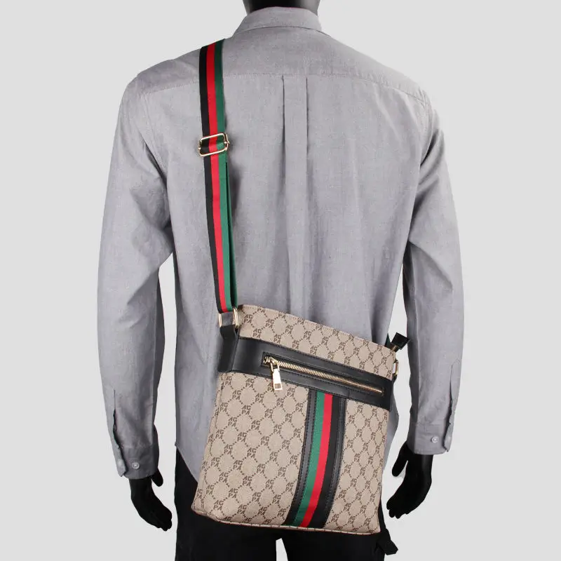 Fashion Color Match Casual Men\'s Bag Classic Trend Vertical Crossbody Bag Plaid Single Shoulder Square Backpack