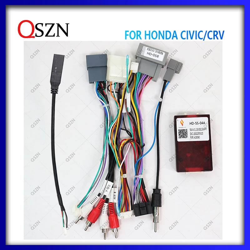 

QSZN Car Radio Stereo Canbus Box HD-SS-04A For HONDA Civic CRV 16 PIN 20PIN Wiring Harness Power Cable Multimedia Player