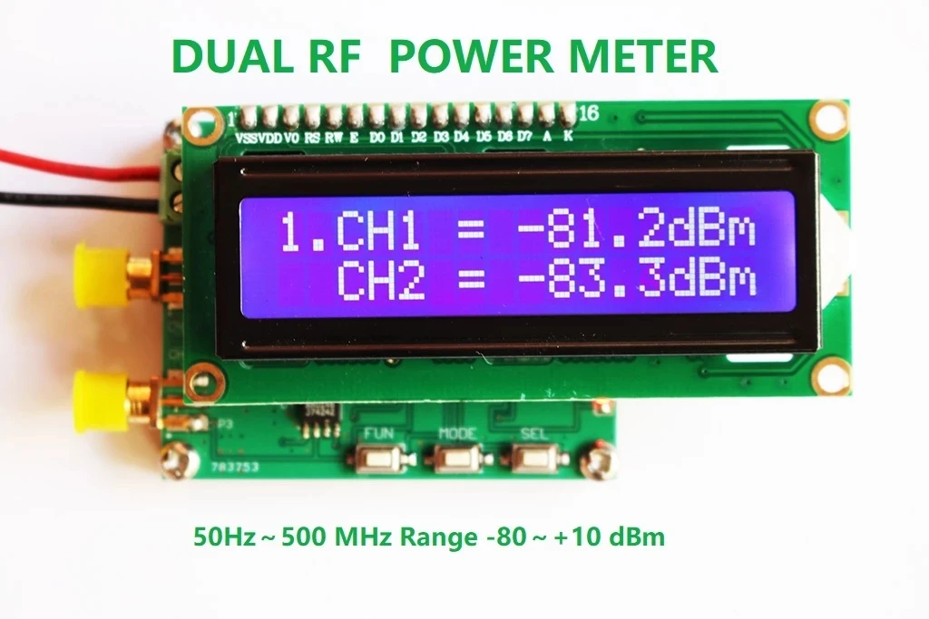 

HP355 -80～+10 dBm 50Hz～500MHz Dual RF Power Meter with 1602 LCD
