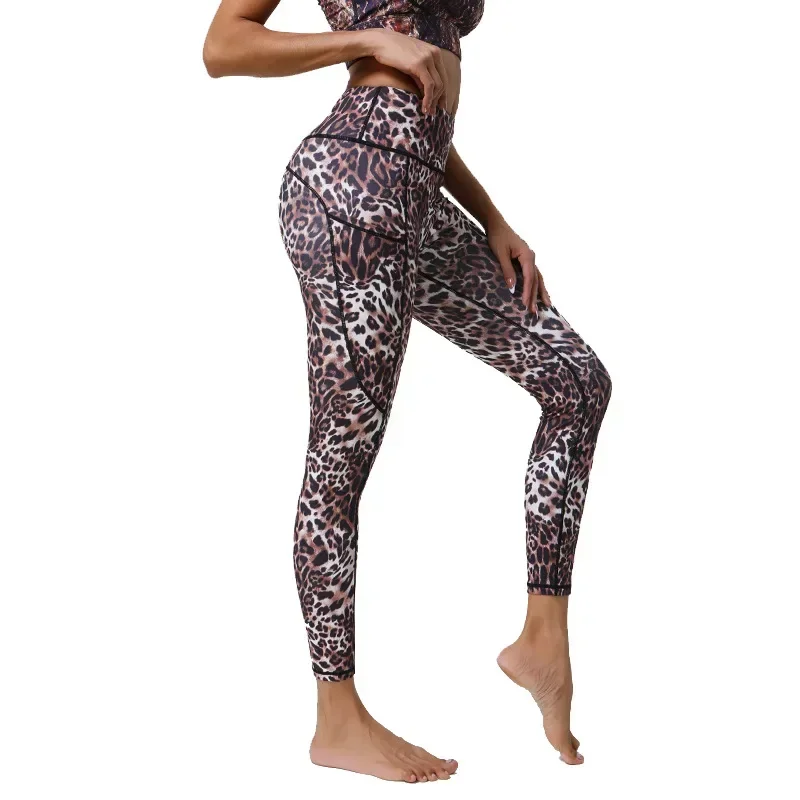 Hot Sale Women Elastic Pants with Pocket Fashion New High Waist Digital Printing Fitness Sexy Sports Leggings 8Z