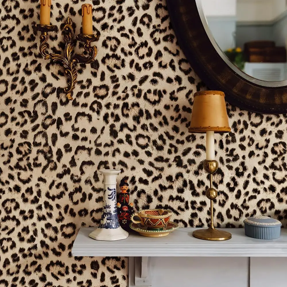 

Leopard Peel And Sti Wallpaper 17.3""X120"" Cheetah Contact Paper Self Adhesive Brown Wallpaper Removable Waterproof Art Diy