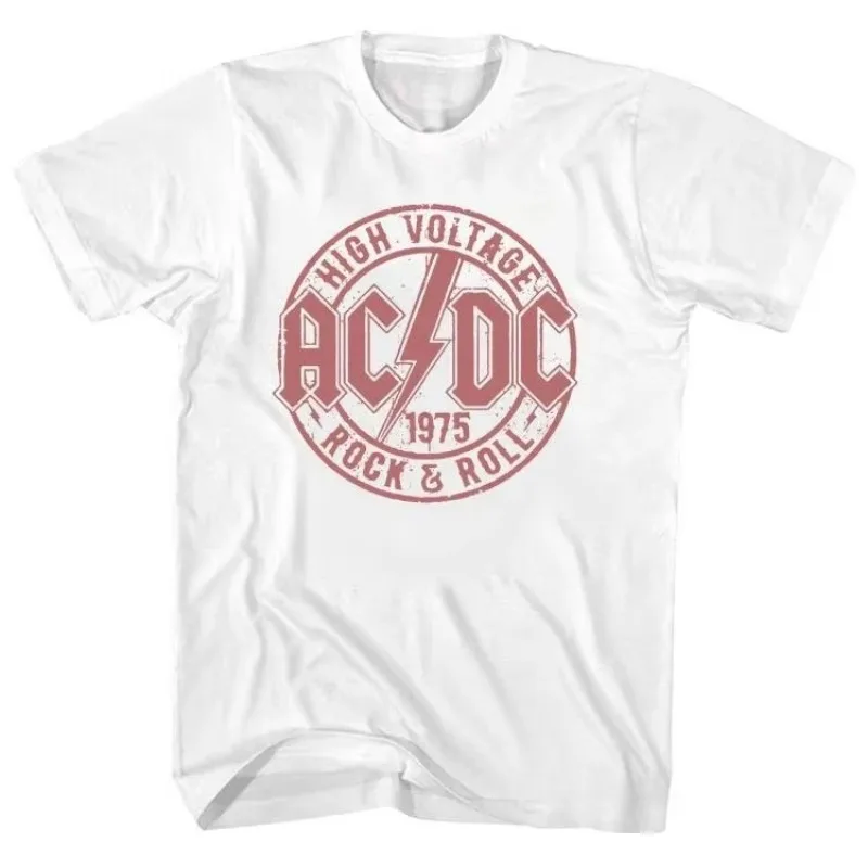 2025 homenaje al Rock de alto voltaje ACDC Band Rock 1975 americano Retro manga corta camiseta de calle de alta calidad
