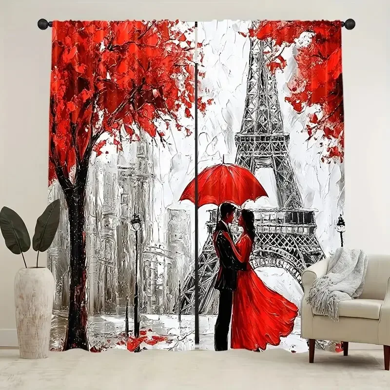 Tower European Urban Design printed curtains, bedroom, living room and kitchen decoration, home decoration, window decoration