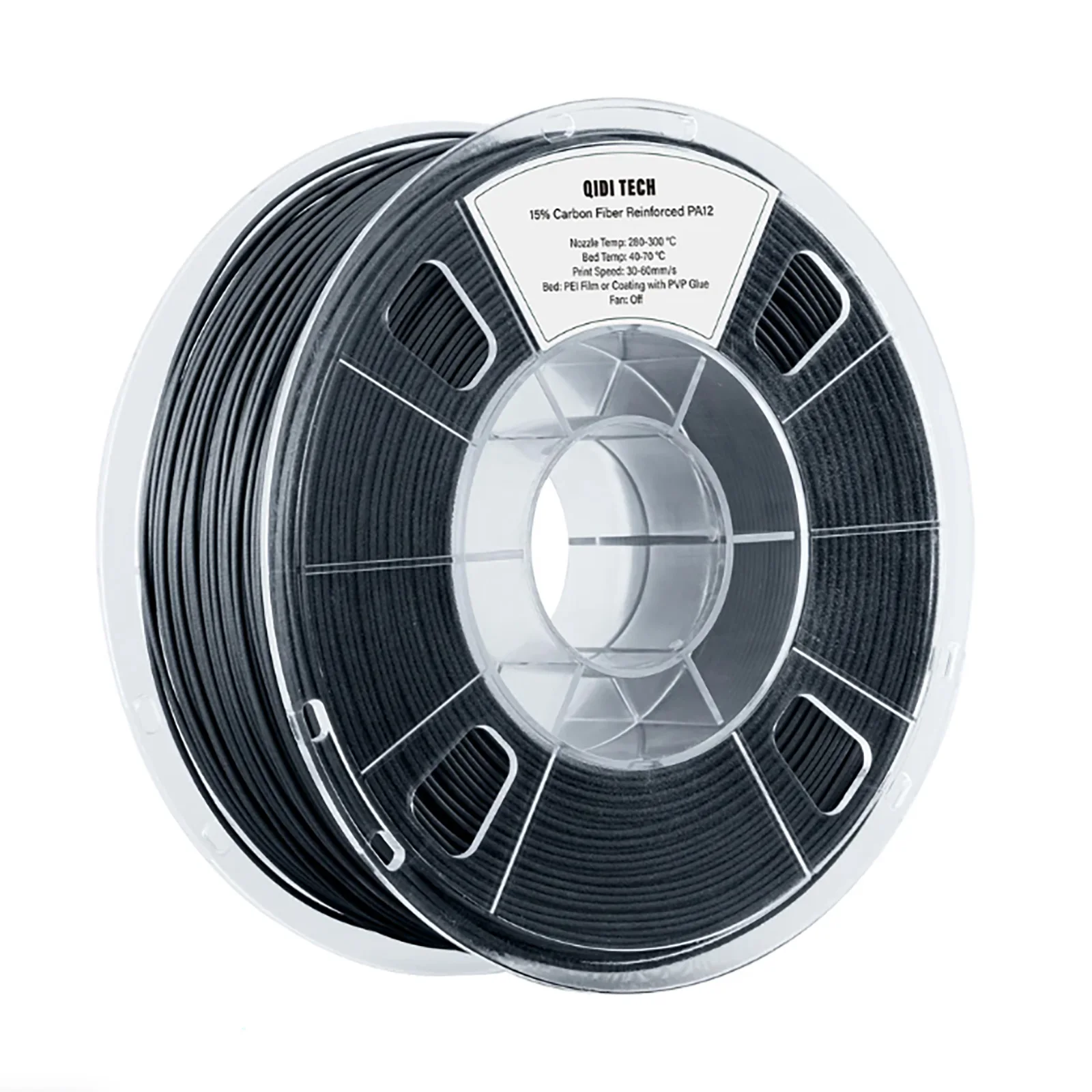 

QIDI TECH PA12-CF Filament, 15% Carbon Fiber and 85% Nylon, Black 1.75mm 1KG