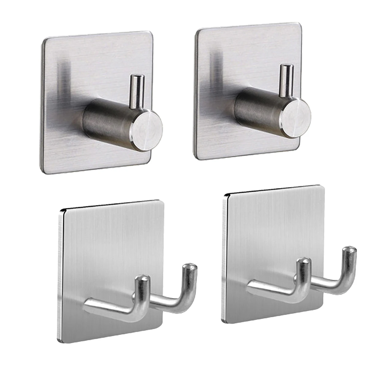 Punch-free Wall Hanger Coat Towel Hook Stainless Steel Double-sided Adhesive No-punch Hook Waterproof  Home Bathroom Accessories