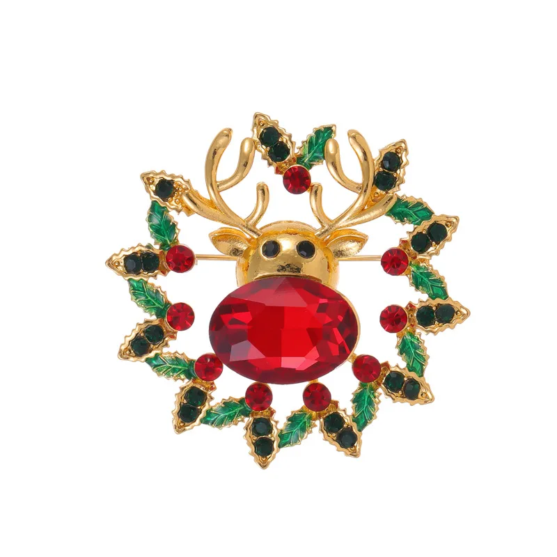 New Year Christmas Brooch, High Quality Rhinestone Christmas Snowman, Elk, Christmas Boots, Christmas Tree Pin Gift Jewelry