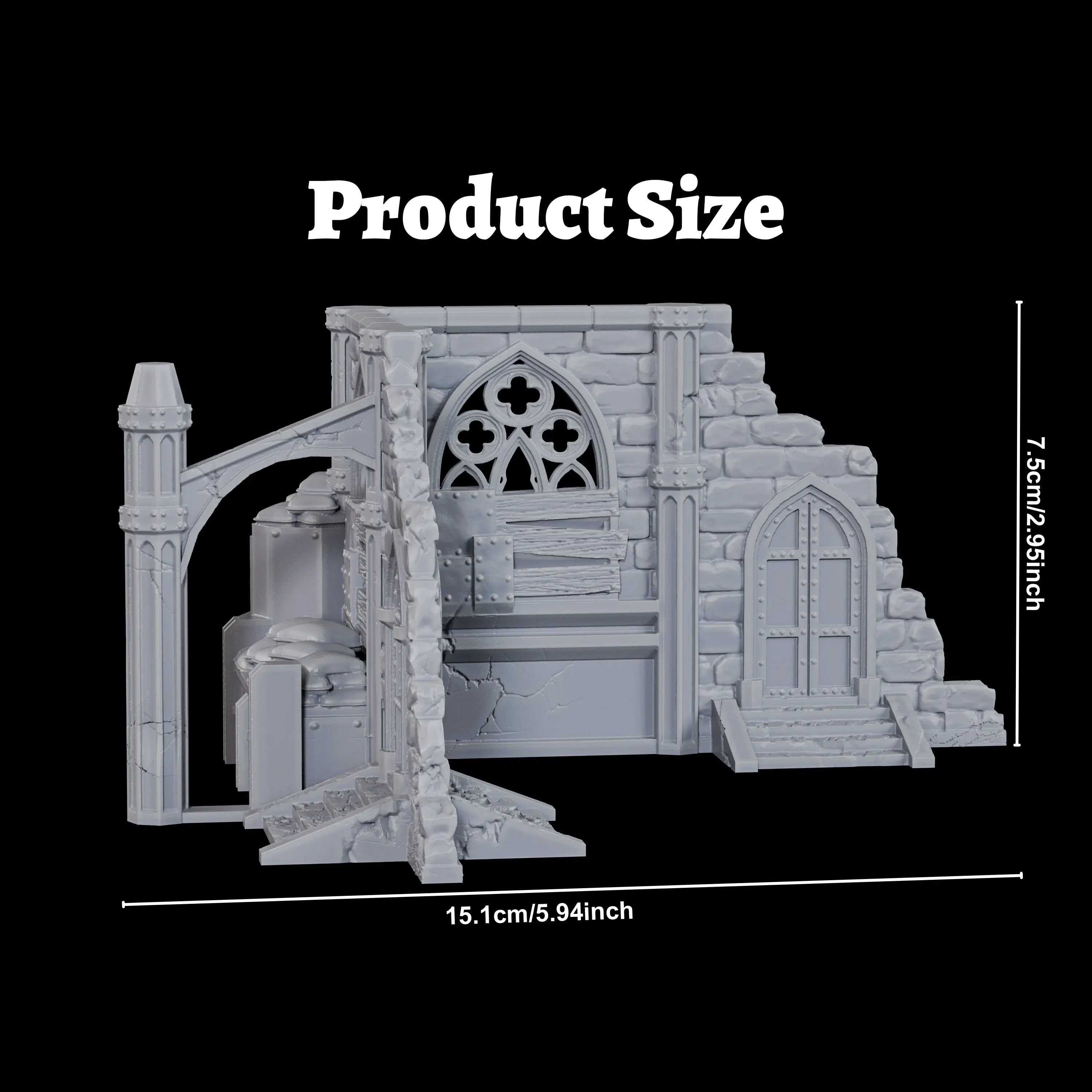 TTRPG Gothic Ruin Miniature Terrain Models, Fantasy Crumbling Architectural Corner Models for RPG Adventures, 28mm/1:56 Scale