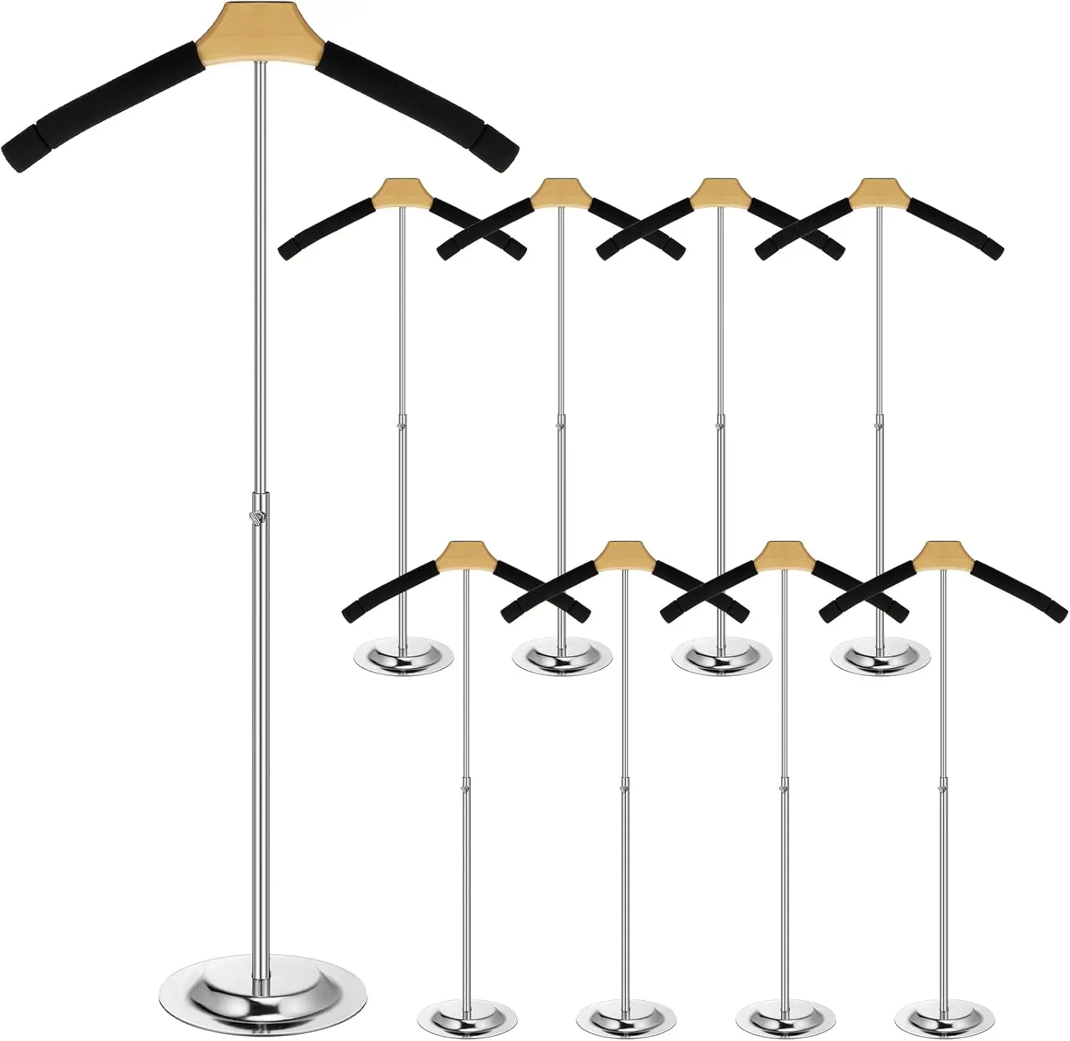 Qunclay Adjustable T Shirt Display Flexible Shoulder Stand Shirt Rack Portable Hanging Black Metal Clothes Hanger Rack For