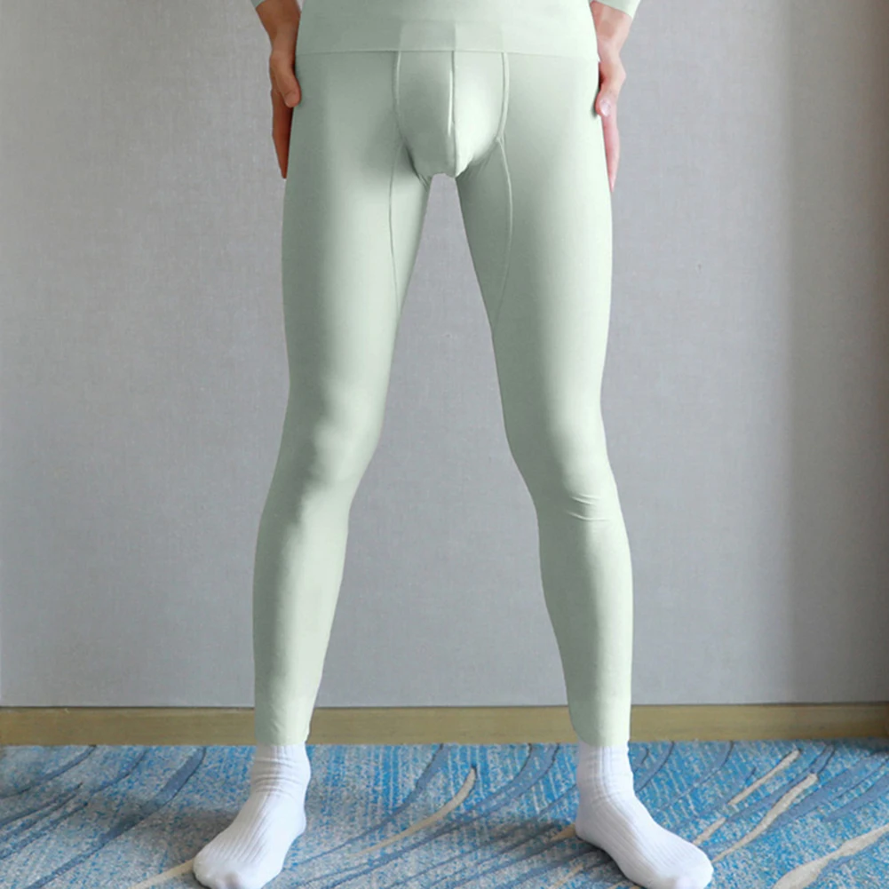

Men's Thermal Underwear Bottoms Ice Silk Fabric Autumn Winter Inner Wear Warm Leggings Male Tights Trousers